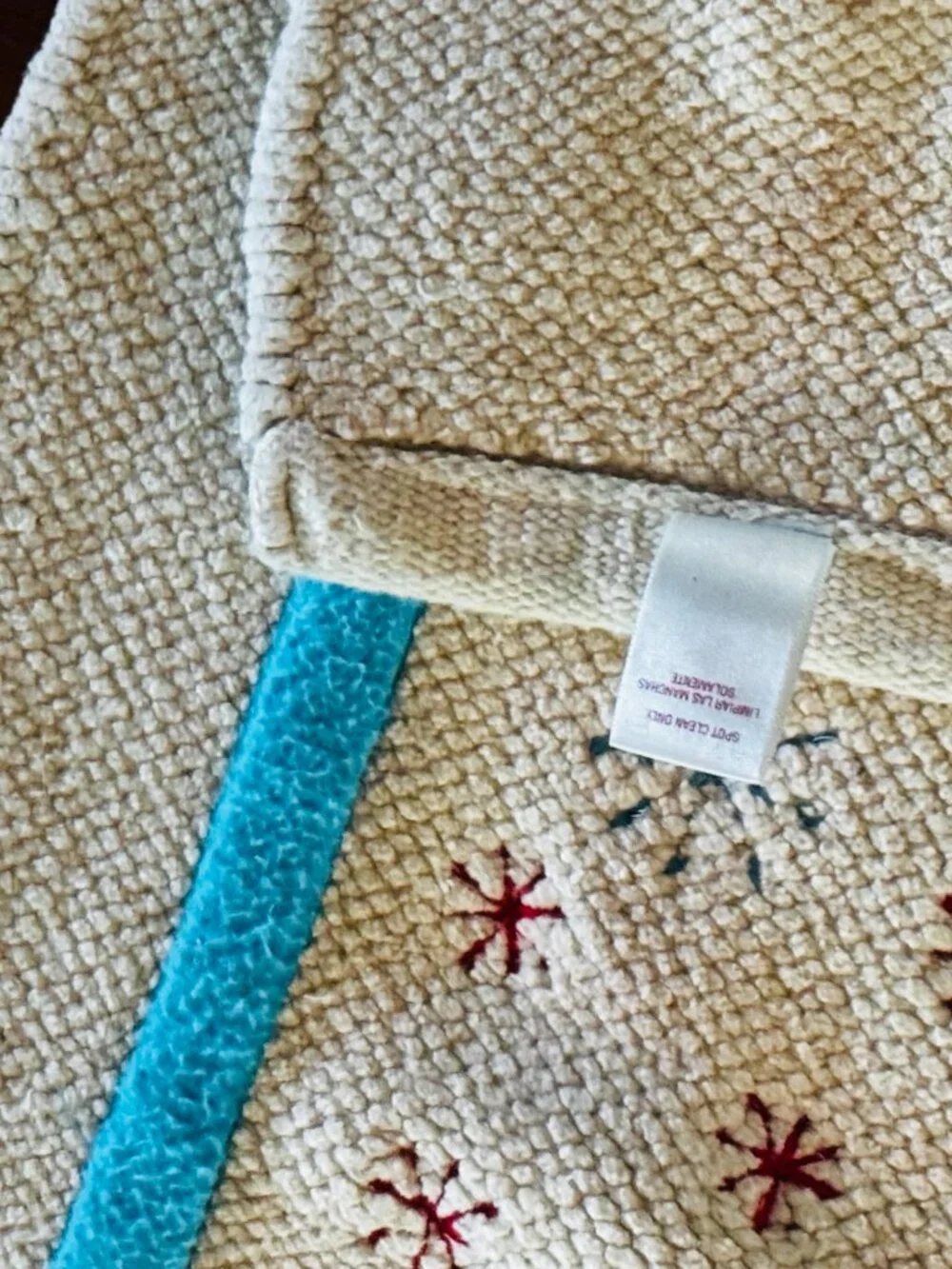 Christmas Bath Mat Embroidery Snowman Cotton Holiday Decor Wish for Joy India